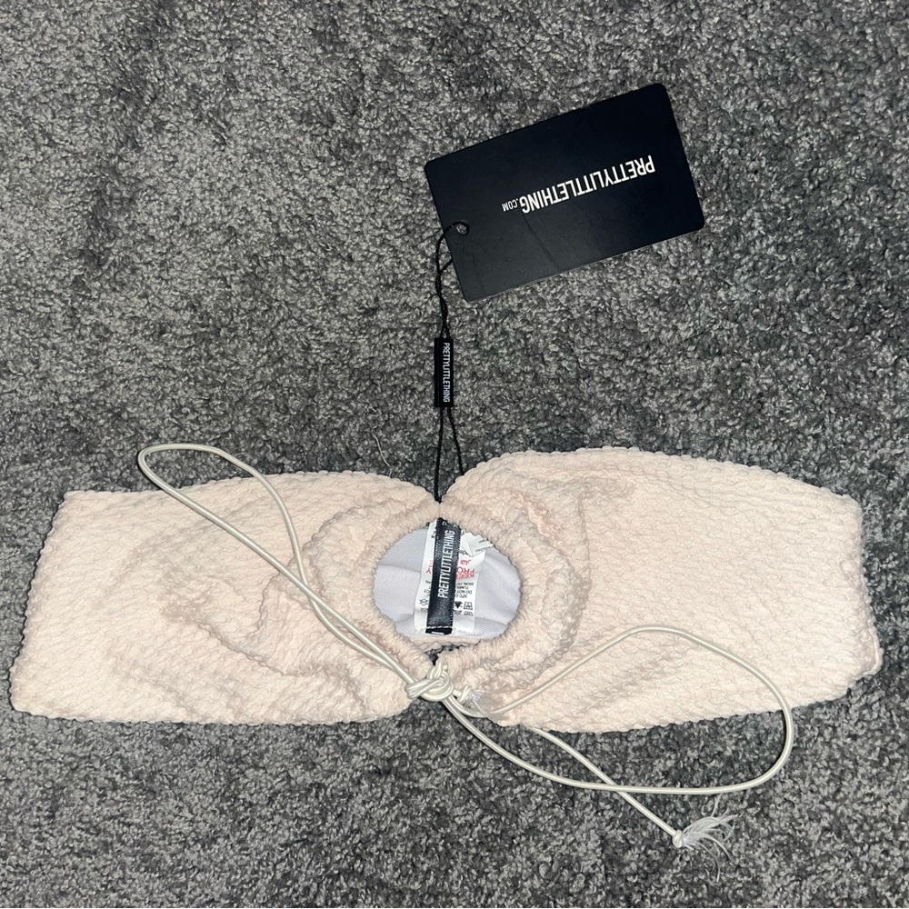 PRETTYLITTLETHING Nude Waffle Texture Halterneck Bikini Top 🌵8